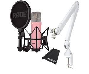 Rode NT1 Signature Pink Studio Microfono Rosa + PSA1 W Plus Braccio Giunto Bianco + panno in microfibra Keepdrum