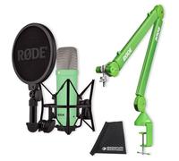 Rode NT1 Signature Studio Microfono Verde con PSA1+ Braccio Giunto Verde e Keepdrum Panno in microfibra