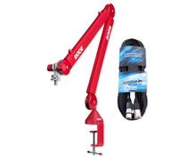 Rode PSA1+ Plus - Braccio per microfono da tavolo, braccio snodato, rosso, con cavo XLR Keepdrum