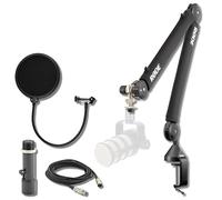 Rode PSA1+ Pro Studio Boom Arm per Podcasting e Streaming con Gator Microfono Pop Filter, Cavo XLR professionale e Panno Lucidante StreamEye