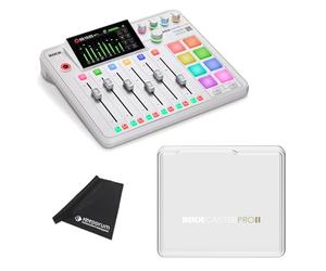 Rode Rodecaster Pro II Audio Production Studio Podcast Station Bianco con Rodecover 2 copertura e panno in microfibra Keepdrum