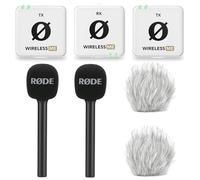 Rode - Sistema wireless ME doppio microfono senza fili bianco + 2 adattatori manuali intervista GO + 2 deflettori in pelliccia Keepdrum