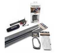 Rode VideoMic Kit Audio Essenziale, comprende VideoMic Rycote microfono direzionale, MicroBoom Asta Telescopica, VC1 Cavo di prolunga e Deadcat Peluche Antivento