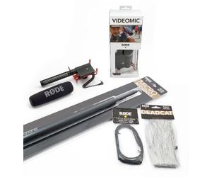 Rode VideoMic Kit Audio Essenziale, comprende VideoMic Rycote microfono direzionale, MicroBoom Asta Telescopica, VC1 Cavo di prolunga e Deadcat Peluche Antivento