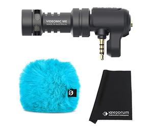 Rode Videomic Me - Microfono direzionale a condensatore per smartphone con presa da 3,5 mm + WS9 Deluxe Antivento Blu + panno in microfibra Keepdrum