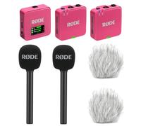 Rode Wireless GO Gen 3 - Sistema radio per microfono a 2 canali, colore: Rosa con 2 adattatori per intervista GO e 2 paravento Keepdrum