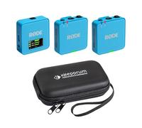 Rode Wireless GO Gen 3 - Sistema radio wireless a 2 canali, blu con custodia morbida Keepdrum