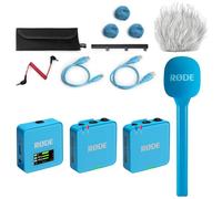 Rode Wireless GO Gen 3 - Sistema radio wireless a 2 canali, blu con intervista GO, adattatore manuale blu e keepdrum
