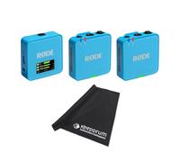 Rode Wireless GO Gen 3 - Sistema radio wireless a 2 canali, blu con panno in microfibra keepdrum