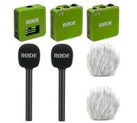 Rode Wireless GO Gen 3 - Sistema radio wireless a 2 canali, colore verde, con 2 adattatori a mano e 2 paravento Keepdrum