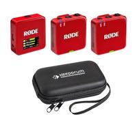 Rode Wireless GO Gen 3 - Sistema radio wireless a 2 canali, rosso con custodia morbida Keepdrum