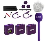 Rode Wireless GO Gen 3 - Sistema radio wireless a 2 canali, viola con intervista GO, adattatore manuale viola e keepdrum