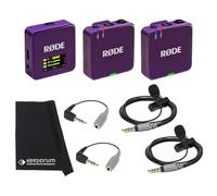 Rode Wireless GO Gen 3 - Sistema wireless a 2 canali, con 2 microfoni Smartlav+ e 2 adattatori SC3 e panno keepdrum