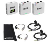Rode Wireless GO Gen 3 - Sistema wireless per microfono a 2 canali, bianco con 2 microfoni Smartlav+ e 2 adattatori SC3 e panno keepdrum