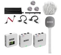 Rode Wireless GO Gen 3 - Sistema wireless per microfono a 2 canali, colore: Bianco con intervista GO adattatore manuale, colore: Bianco e Keepdrum