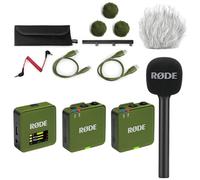 Rode Wireless GO Gen 3 - Sistema wireless per microfono a 2 canali Moss Kaki con intervista GO adattatore manuale e protezione antivento Keepdrum
