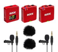 Rode Wireless GO Gen 3 - Sistema wireless per microfono a 2 canali, rosso con 2 microfono Lavalier GO e 2 paravento Keepdrum