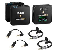 Rode Wireless GO II - Sistema radio per microfono a 2 canali + 2 Smartlav + microfono lavalier + 2 cavi Keepdrum ADP03 da 3,5 mm TRRS-TRS