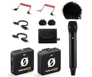 Rode Wireless ME - Sistema microfono digitale senza fili + microfono manuale Interview PRO + protezione antivento in pelliccia Keepdrum, colore: Nero