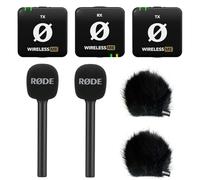 Rode Wireless ME - Sistema radio a doppio microfono + 2 adattatori a mano Interview GO + 2 protezioni antivento Keepdrum BK