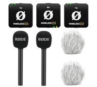 Rode Wireless ME - Sistema radio a doppio microfono + 2 adattatori a mano Interview GO + 2 protezioni antivento in pelliccia Keepdrum