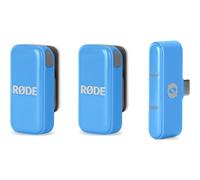 RØDE Wireless Micro - Microfono wireless compatto, due microfoni con custodia di ricarica per la creazione di contenuti su smartphone - USB-C, Blu