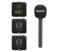 Rode Wireless Pro - Sistema di microfoni wireless wireless con adattatore portatile nero per intervista, codice temporale galleggiante a 32 bit per giornalismo mobile, reporting, interviste da solista