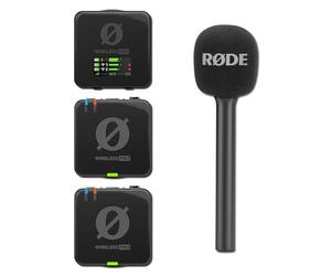 Rode Wireless Pro - Sistema di microfoni wireless wireless con adattatore portatile nero per intervista, codice temporale galleggiante a 32 bit per giornalismo mobile, reporting, interviste da solista