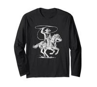 Rodeo Cowboy, xilografia Western Vintage Look Maglia a Manica