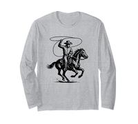 Rodeo Cowboy, xilografia Western Vintage Look Maglia a Manica
