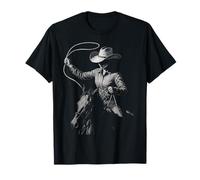 Rodeo Cowgirl Equitazione Cavallo Dark Art Western Country Maglietta