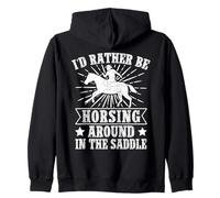 Rodeo Horse Riding Rather Be Horsing Around Saddle Cowboy Felpa con Cappuccio