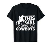 Rodeo Horse Riding This Girl Loves Her Cowboys Cowboy Maglietta