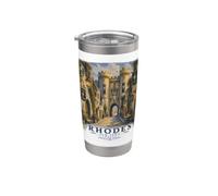 Rodi Città Vecchia Grecia Vintage Greco Viaggi Bicchiere termico in acciaio inox doppia parete