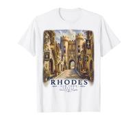 Rodi Città Vecchia Grecia Vintage Greco Viaggi Maglietta