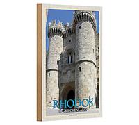Rodi | Grecia | Palazzo dei Gran Maestri | Targa in legno | 12 cm x 18 cm
