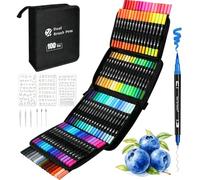 Rodivor Set 100 Pennarelli Doppia Punta Pennello Astuccio Lettering Acquarello Disegno