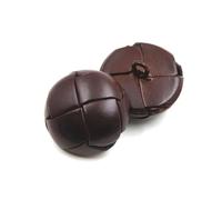 Rodsah 5 Pezzi, Bottone in Pelle Vintage con Gambo, Accessori da Cucito Fatti a Mano per Giacche, Cappotti, Bottoni da Cucito Marroni,Marrone,25 mm