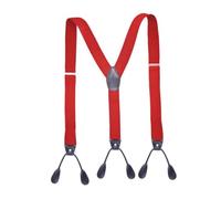 Rodsah Bretelle vintage da uomo, bottone, estremità a Y, bretelle elastiche regolabili per pantaloni, larghezza 3,5 cm,Rosso,125x3.5cm