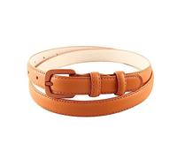 Rodsah Cintura da donna in pelle sottile da 2 cm con fibbia ad ardiglione, cintura minimalista per abiti,Marrone,110cm