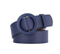Rodsah Cintura in pelle da donna larga 3,5 cm, cinturino in jeans casual con fibbia ad ardiglione con foro tondo,Blu,105x3.5cm