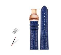 Rodsah Cinturino in coccodrillo, 12 mm - 22 mm, nero/marrone/blu, da uomo,17mm