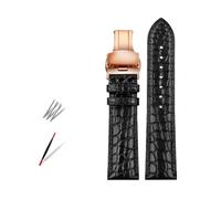 Rodsah Cinturino in coccodrillo, 12 mm - 22 mm, nero/marrone/blu, da uomo,18mm