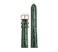 Rodsah Cinturino in pelle verde da 14 mm a 22 mm, con chiusura deployante e strumenti,14mm