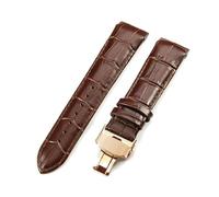 Rodsah Cinturino in vera pelle da uomo, morbido e confortevole, cinturino curvo, chiusura a farfalla, 22, 23, 24 mm,24mm
