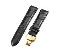 Rodsah Cinturino in vera pelle da uomo, morbido e confortevole, cinturino curvo, chiusura a farfalla, 22, 23, 24 mm,23mm