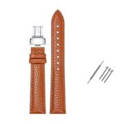 Rodsah Cinturino litchi, 12 mm - 26 mm, cinturino in vera pelle, interfaccia piatta, accessori di ricambio per orologi,Arancia,17mm