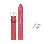 Rodsah Cinturino per orologio in vera pelle da 10 a 22 mm, cinturino in pelle con cuciture fatte a mano, cinturino a sgancio rapido,Rosso,14mm