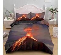 Rodths Parure Copripiumino Matrimoniale 240x220 Vulcano Set Biancheria Da Letto 3 Pezzi, Copri Piumino Con Cerniera e 2 Federe 50x80, Copripiumone Microfibra Morbido