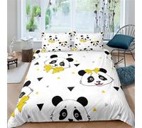 Rodths Parure Copripiumino Matrimoniale 240x693 Panda Set Biancheria Da Letto 3 Pezzi, Copri Piumino Con Cerniera e 2 Federe 50x80, Copripiumone Microfibra Morbido